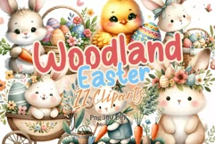 Woodland Animal Easter Day Watercolor Clipart Product Image 1