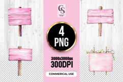 Pink Watercolor Wooden Sign Clipart Sublimation PNG Product Image 1