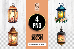 Floral Decorative Lantern Clipart Sublimation PNG Product Image 1