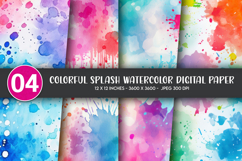Colorful Splash Watercolor Digital Paper Product Image 1