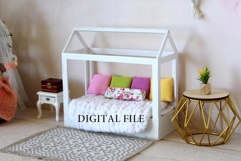 Miniature frame bed digital file 1:12 scale dollhouse canopy Product Image 1