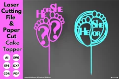 Cake toppers svg for baby gender reveal - Paper & laser cut Product Image 1
