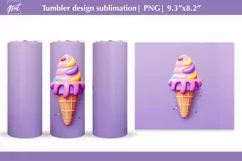 Funny ice cream face tumbler sublimation, 3D tumbler design Product Image 1
