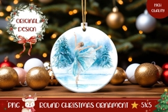 Christmas Ballerina Round Ornament, Winter Ornament Design Product Image 1