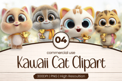 Kawaii Trophy Cats Clipart Sublimation Product Image 1