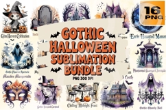 Dark Elegance Gothic Halloween Quotes &amp; Haunted PNG Pack Product Image 1