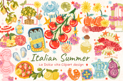 Dolce Vita Italian Summer Clipart Bundle, Amalfi Coast PNG Product Image 1