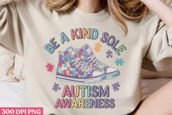 Be A Kind Sole Autism PNG, Autism Sublimation PNG Product Image 1