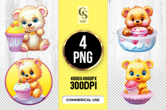 Cartoon Bear Sweet Treat Dessert Clipart Sublimation Png Product Image 1