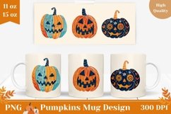 Funny Pumpkins Mug Wrap, Funny Halloween Coffee Mug Product Image 1