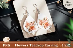 Flowers Earring PNG, Watercolor Flowers Sublimation Design Product Image 1