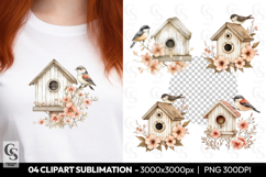 Birdhouse Floral Bird Cute Clipart Sublimation PNG Product Image 1