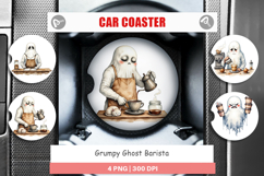 Car Coaster Grumpy Ghost Barista Product Image 1