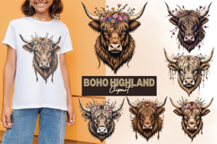 Boho Highland Cow Clipart Product Image 1