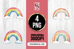 Watercolor Rainbow Clipart PNG Product Image 1