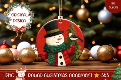 Cartoon Christmas Ornament Design, Snowman Round Ornament Product Image 1