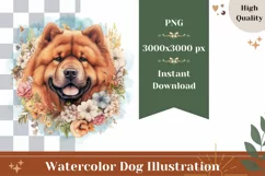 Watercolor Chow Chow Dog Illustration, Dog Sublimation PNG Product Image 1