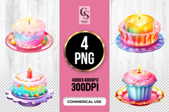 Colorful Birthday Cake Clipart Sublimation PNG Product Image 1