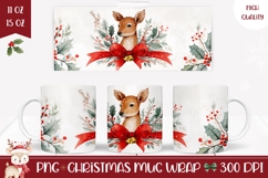 Watercolor Christmas Deer Mug Design, Christmas Mug Wrap Product Image 1