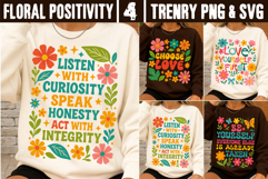 Floral Positivity Quote SVG Colorful Affirmation PNG Product Image 1