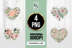 Floral Botanical Heart Bookmark Sublimation Product Image 1