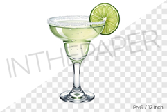Chilled Mexican lime margarita cocktail PNG Watercolor art Product Image 1