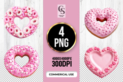 Pink Heart Donut Clipart Sublimation PNG Product Image 1