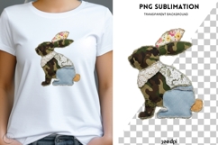 Patchwork Bunny PNG | Rustic Fabric Rabbit Clipart | Camo Product Image 1