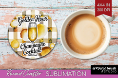Champagne Cocktail Round Coaster Summer Drink Coaster PNG Product Image 1