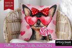 Chihuahua Valentine Pillow Sublimation Valentines Day Pillow Product Image 1