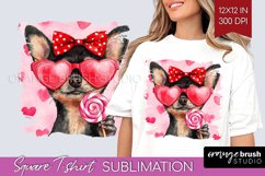 Chihuahua Valentine Square Tshirt Background Valentines Day Product Image 1