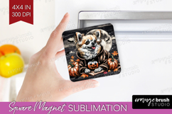 Chihuahua Dog Magnet Sublimation Halloween Square Magnet PNG Product Image 1
