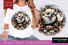 Chihuahua Dog Round Tshirt Background Halloween PNG Product Image 1
