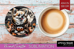 Chihuahua Dog Round Coaster Halloween Coaster PNG Product Image 1