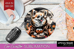 Chihuahua Dog Car Coaster Halloween Coaster PNG Sublimation Product Image 1