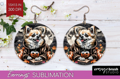 Chihuahua Dog Round Earrings Halloween PNG Sublimation Product Image 1