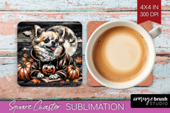 Chihuahua Dog Square Coaster Halloween Coaster PNG Product Image 1