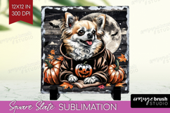 Chihuahua Dog Slate PNG Halloween Square Slate Sublimation Product Image 1