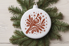 Christmas Cardinal SVG | Winter Bird on Holly Branch Product Image 2