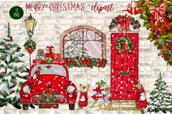 Winter scene Clipart, Christmas door scene Product Image 1