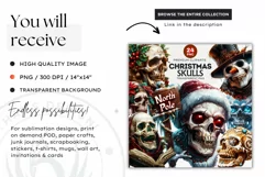 North pole Skull Clipart PNG, Santa Skull, Christmas clipart Product Image 2