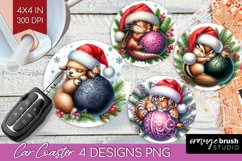 Christmas Animals Car Coaster - Cute Christmas Coaster PNG Product Image 1