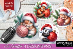 Christmas Animals Car Coaster - Cute Christmas Coaster PNG Product Image 1