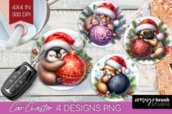 Christmas Animals Car Coaster - Cute Christmas Coaster PNG Product Image 1