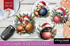 Christmas Animals Car Coaster - Cute Christmas Coaster PNG Product Image 1