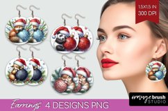 Christmas Animals Round Earrings - Cute Christmas PNG Product Image 1