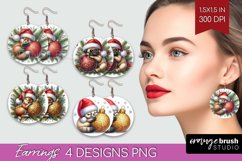 Christmas Animals Round Earrings - Cute Christmas PNG Product Image 1