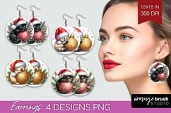 Christmas Animals Round Earrings - Cute Christmas PNG Product Image 1