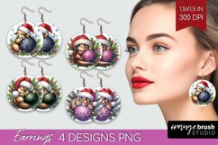 Christmas Animals Round Earrings - Cute Christmas PNG Product Image 1