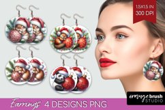 Christmas Animals Round Earrings - Cute Christmas PNG Product Image 1